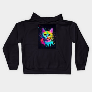 Splatter Paint Cat Kids Hoodie